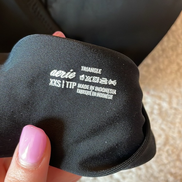 AERIE LONGLINE TRIANGLE BIKINI TOP- true black - Picture 4 of 4